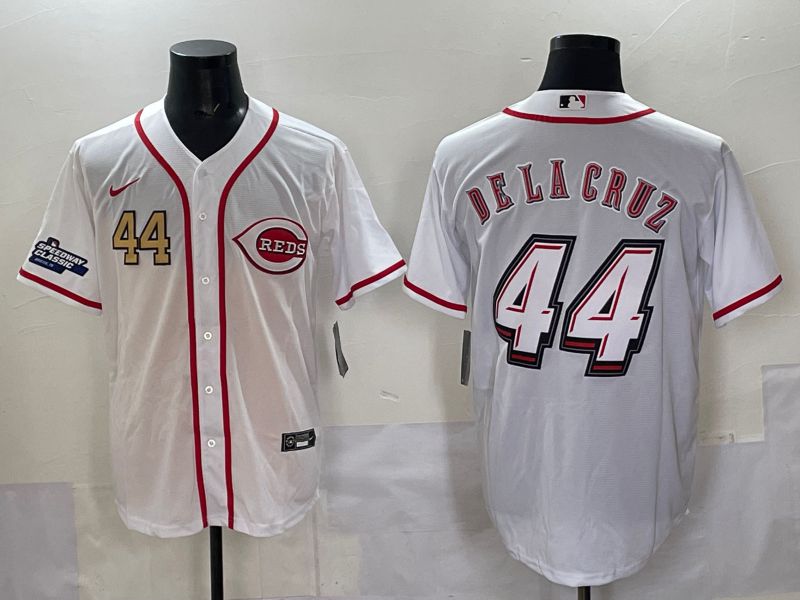 Men 2025 Cincinnati Reds #44 Delacruz White Joint Name Nike MLB Jersey style 04